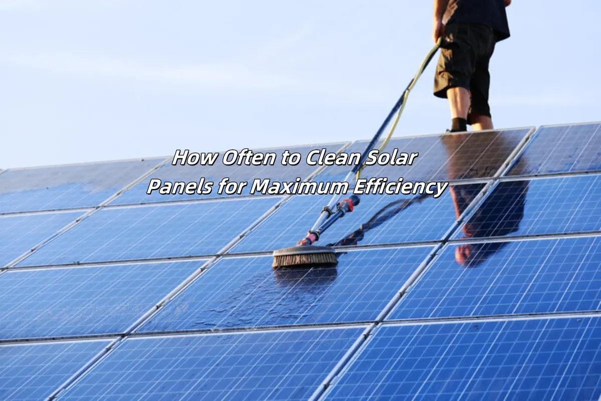 Cleaning solar panels with brush and water Nettoyer les panneaux solaires avec une brosse et de l'eau