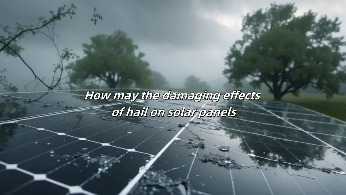 Solar panel array affected by hail Jégeső sújtotta a napelem tömböt